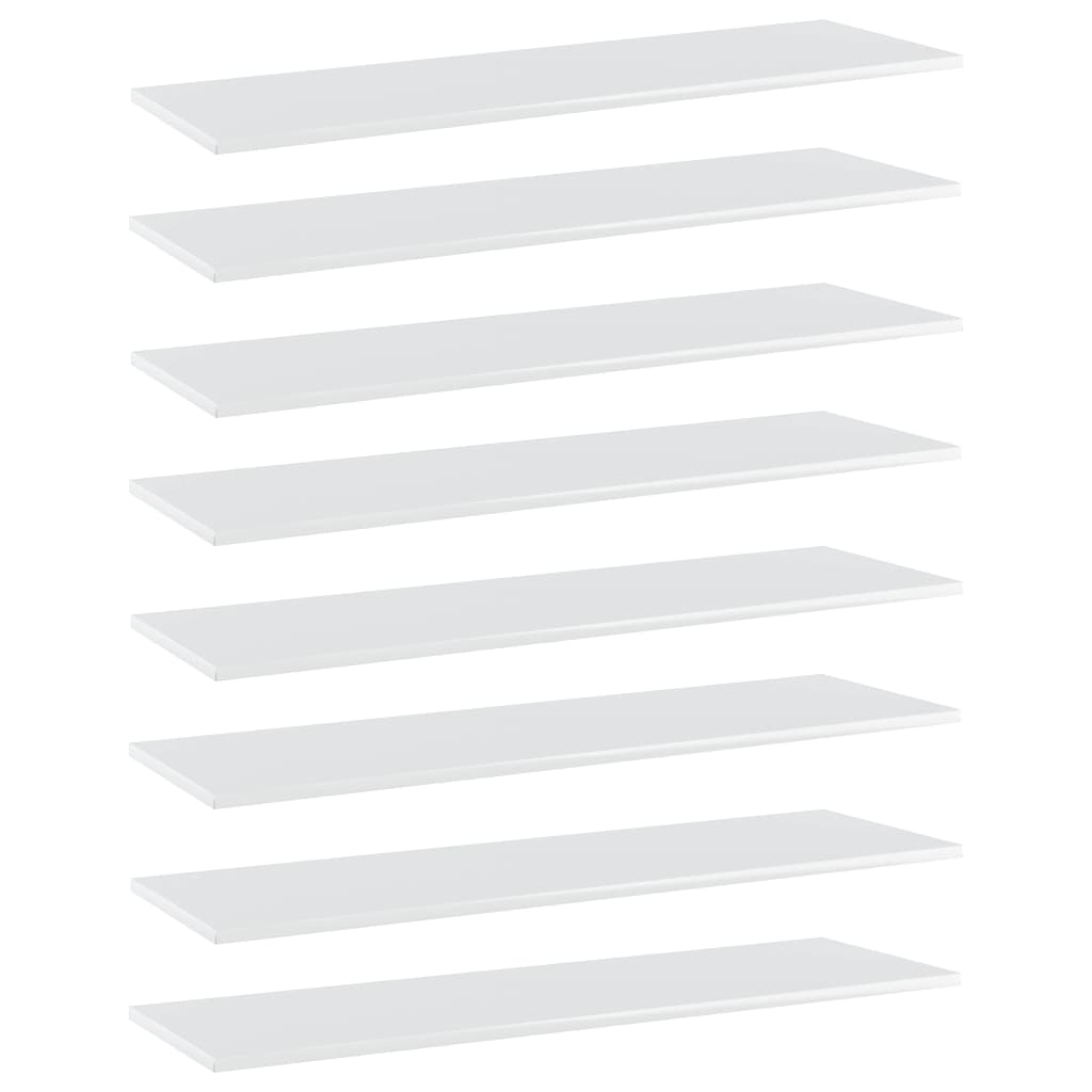 vidaXL Přídavné police 8 ks bílé vysoký lesk 100x30x1,5 cm dřevotříska