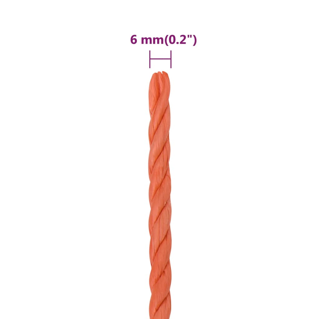 vidaXL Pracovní lano oranžové 6 mm 25 m polypropylen
