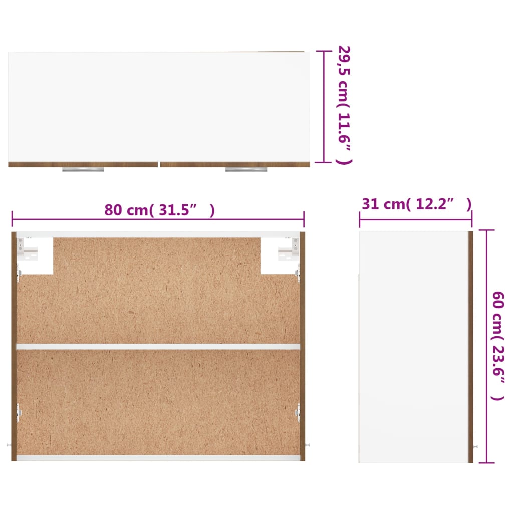 vidaXL Závěsná skříňka hnědý dub 80 x 31 x 60 cm kompozitní dřevo