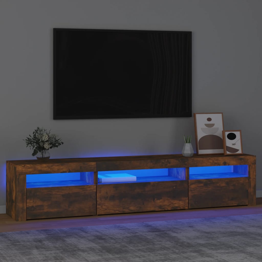 vidaXL TV skříňka s LED osvětlením kouřový dub 195x35x40 cm