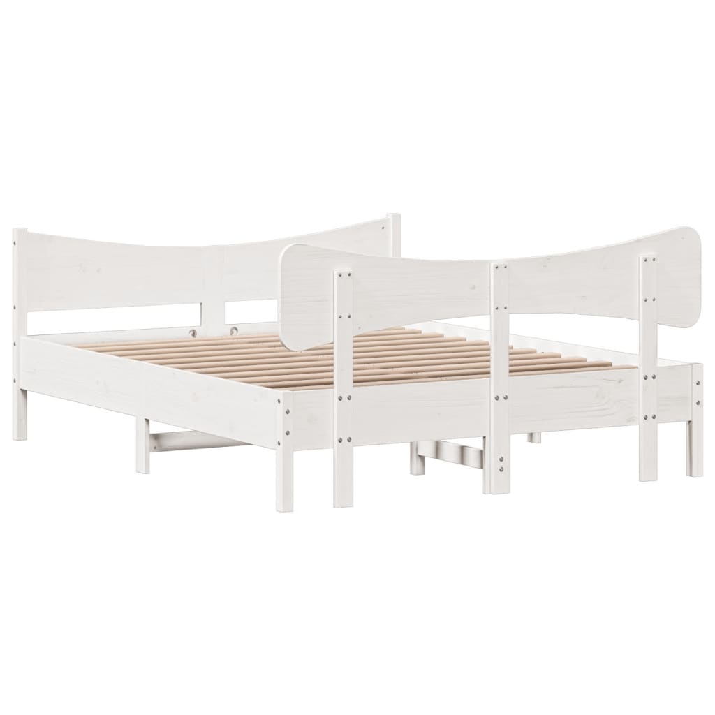 vidaXL Rám postele s čelem bílý 135 x 190 cm masivní borovice
