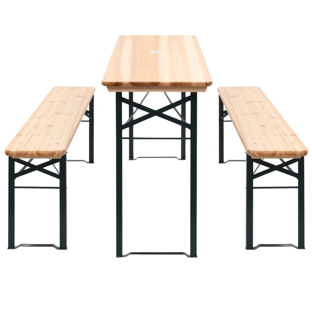 vidaXL Skládací pivní stůl se 2 lavicemi 177 cm borovice