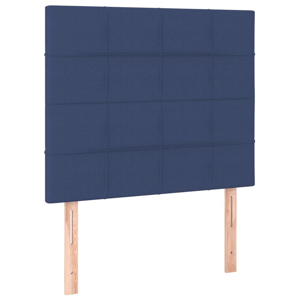 vidaXL Čelo postele s LED modré 80x5x118/128 cm textil