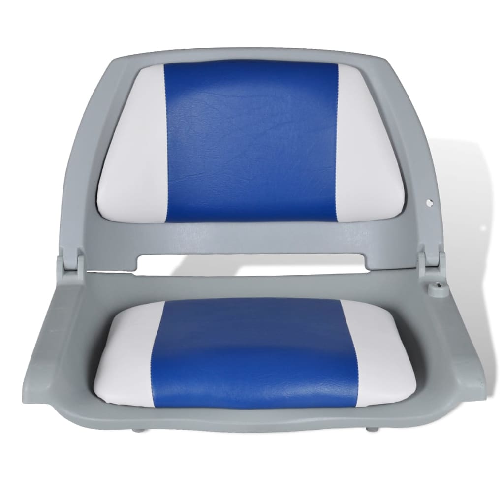 Sklopné sedadlo do člunu s opěradlem modrobílý polštář 41 x 51 x 48 cm