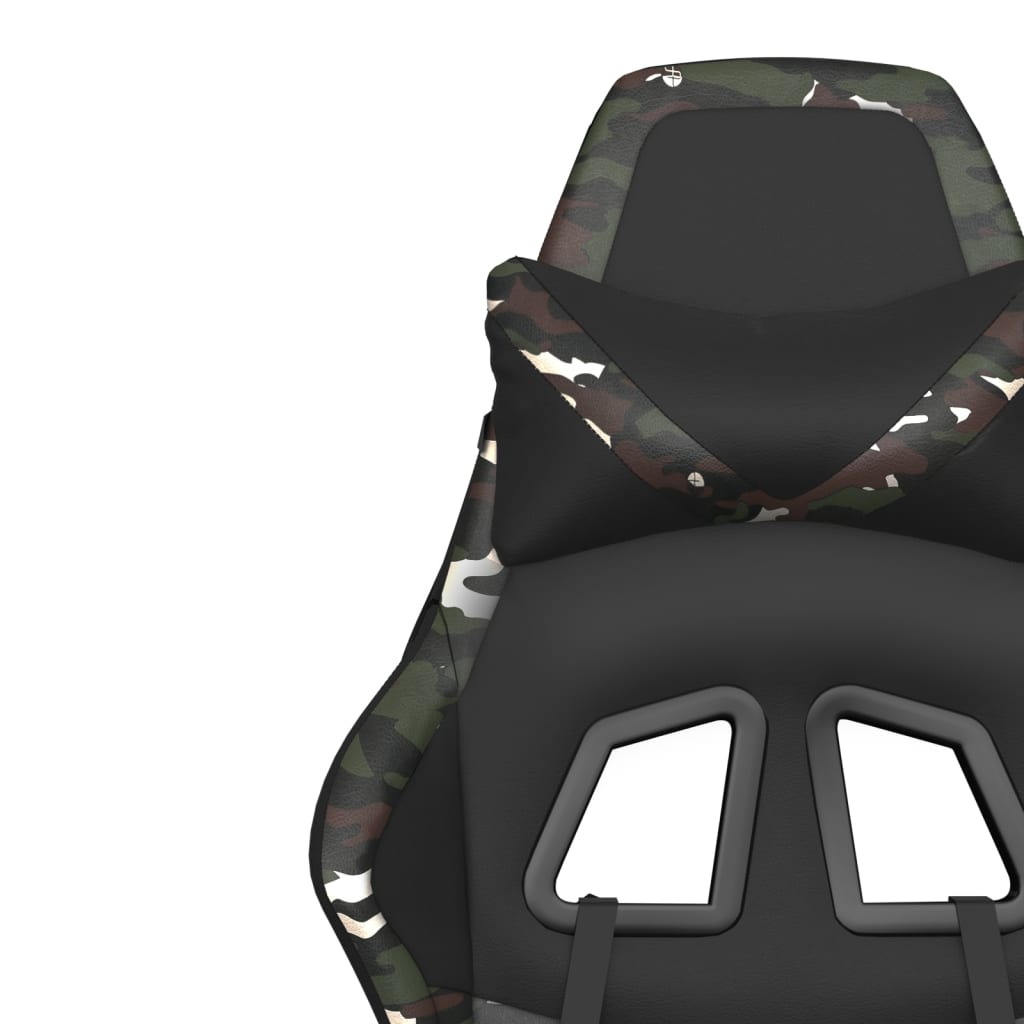 vidaXL Masážní herní židle s podnožkou černá a maskáčová umělá kůže