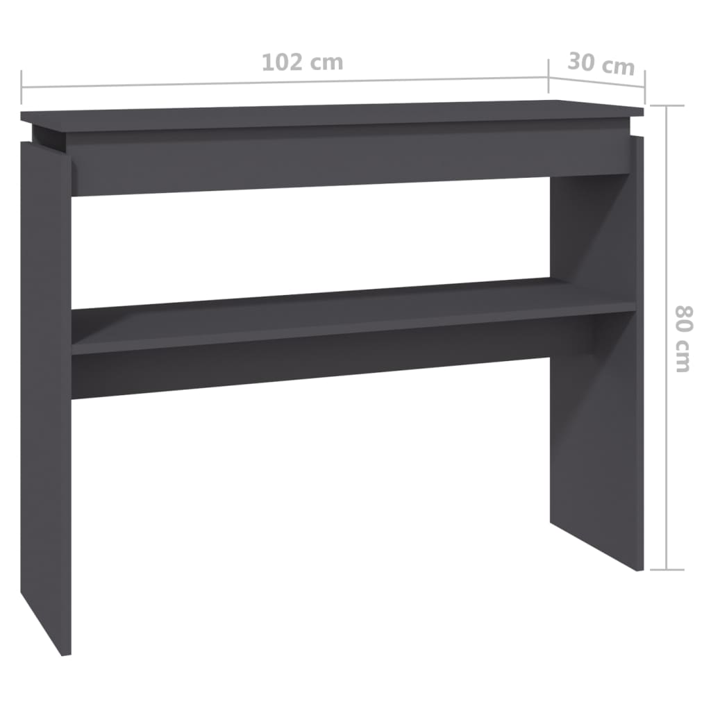 vidaXL Konzolový stolek šedý 102 x 30 x 80 cm dřevotříska