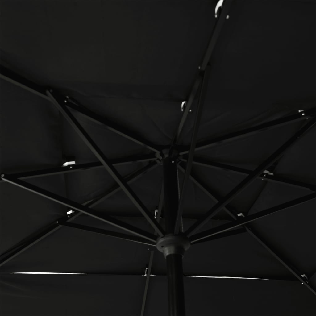 vidaXL 3stupňový slunečník s hliníkovou tyčí černý 2,5 x 2,5 m
