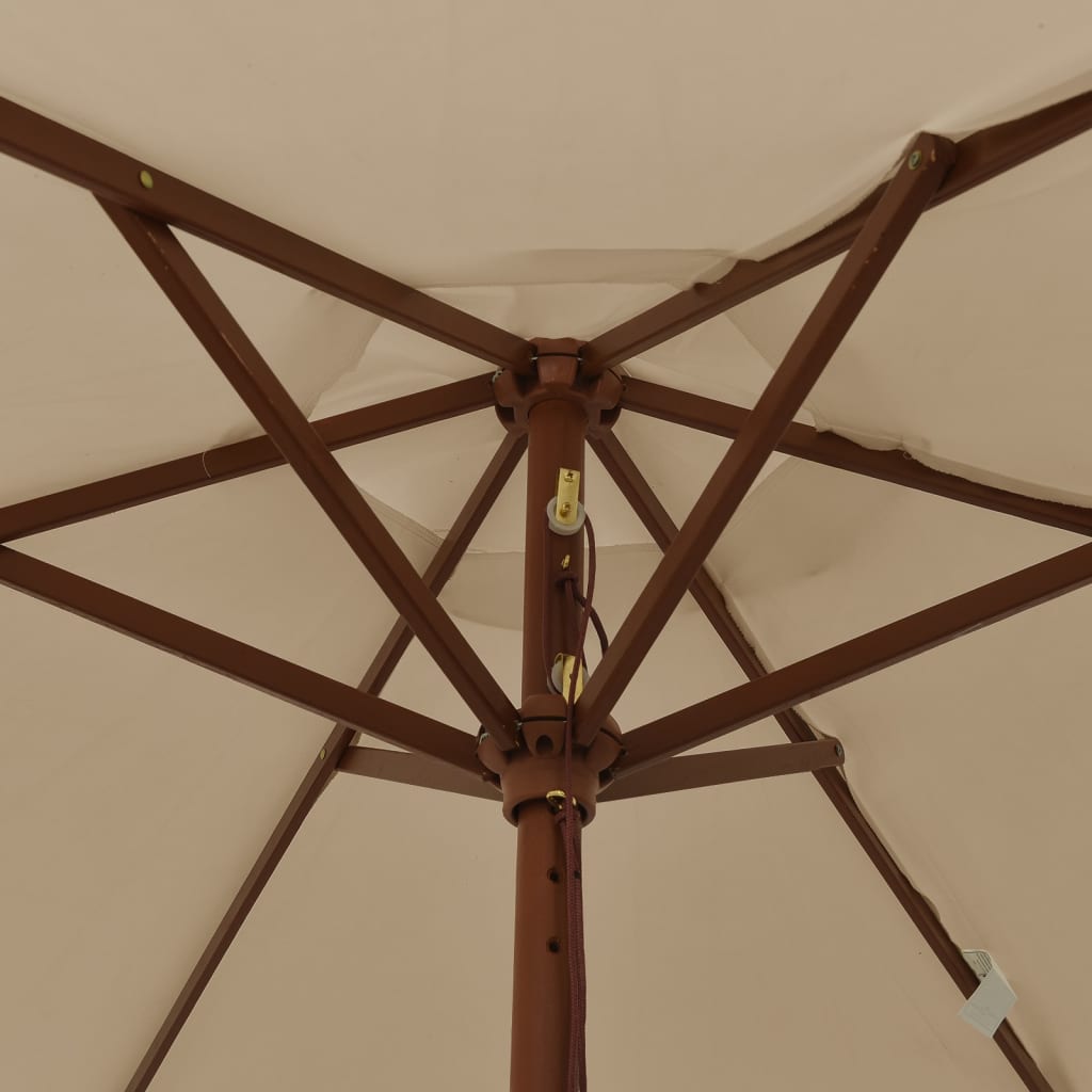 vidaXL Zahradní slunečník s dřevěnou tyčí taupe 196 x 231 cm