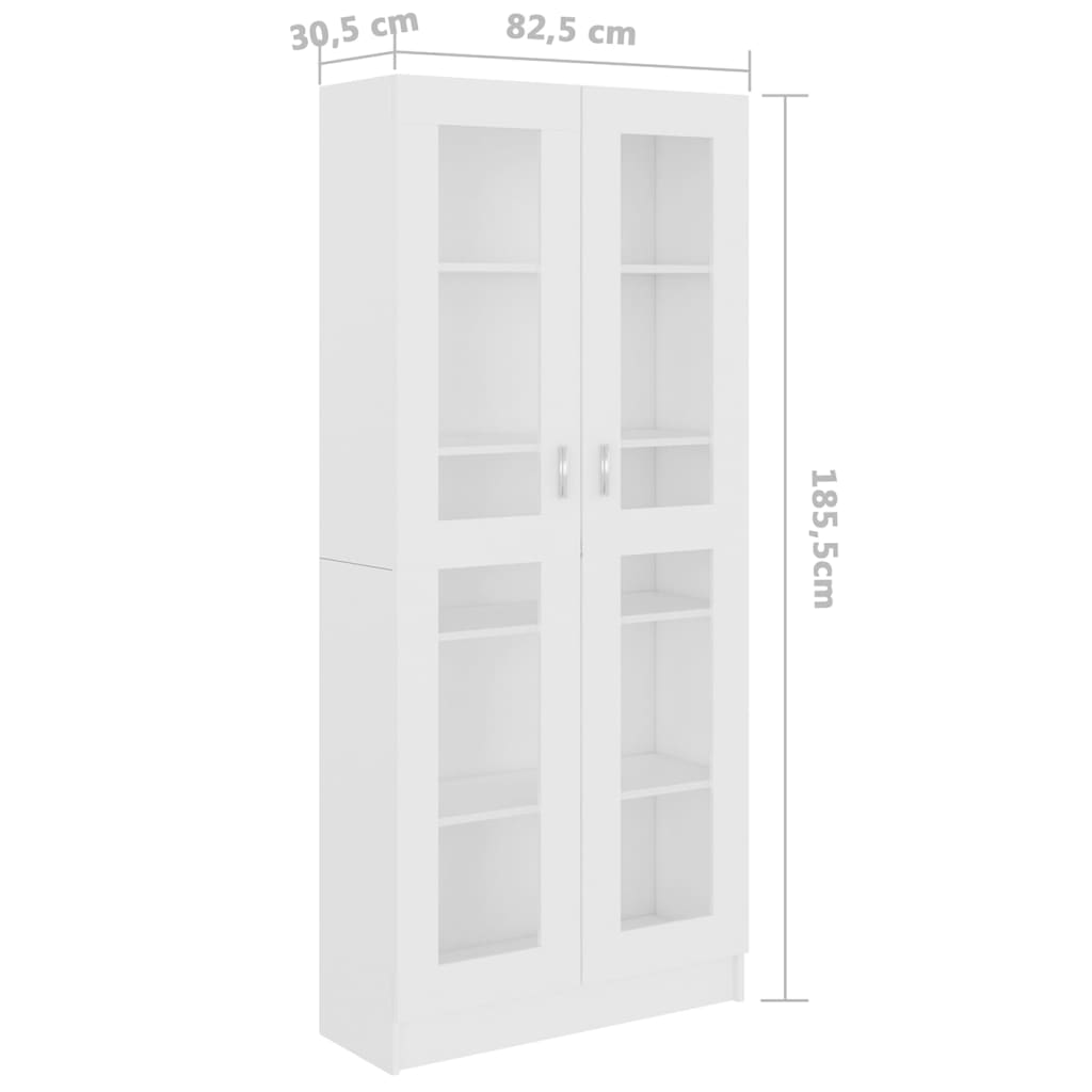 vidaXL Prosklená skříň bílá 82,5 x 30,5 x 185,5 cm dřevotříska