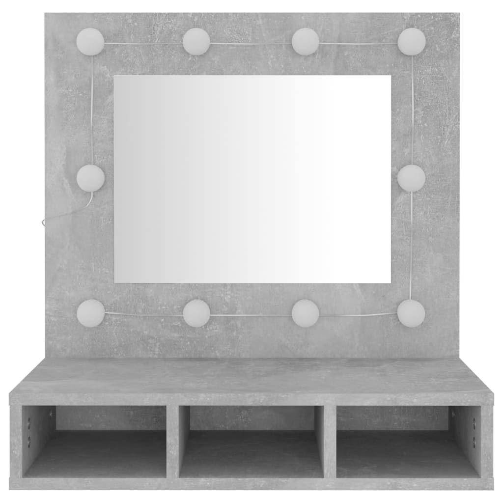 vidaXL Zrcadlová skříňka s LED betonově šedá 60 x 31,5 x 62 cm