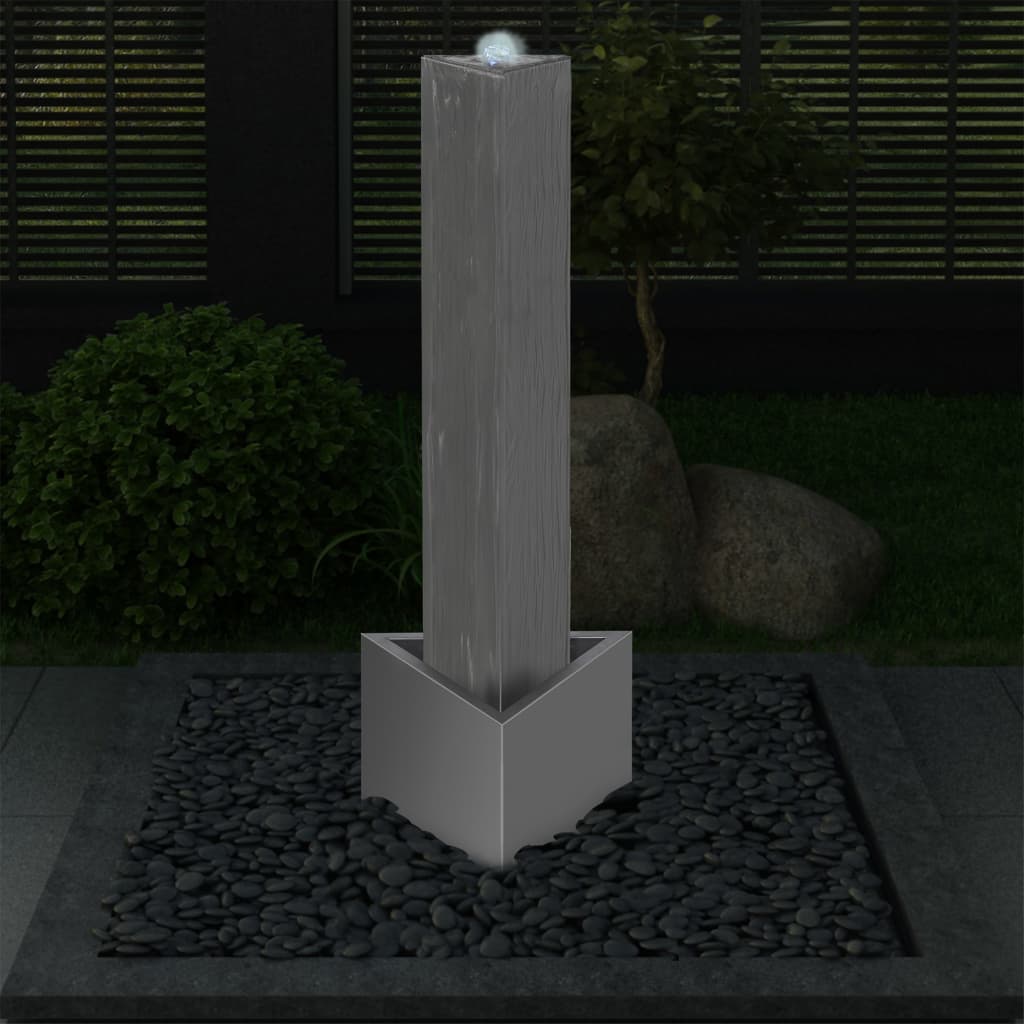 vidaXL Zahradní fontána stříbrná 37,7 x 32,6 x 110 cm nerezová ocel