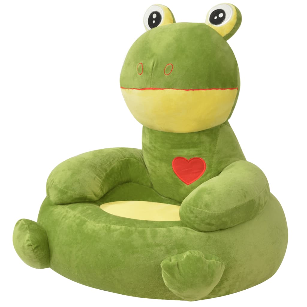 vidaXL Plyšové dětské křeslo žába zelené