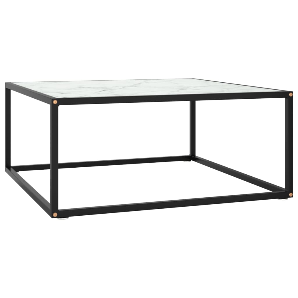 vidaXL Konferenční stolek černý s bílým mramorovým sklem 80x80x35 cm