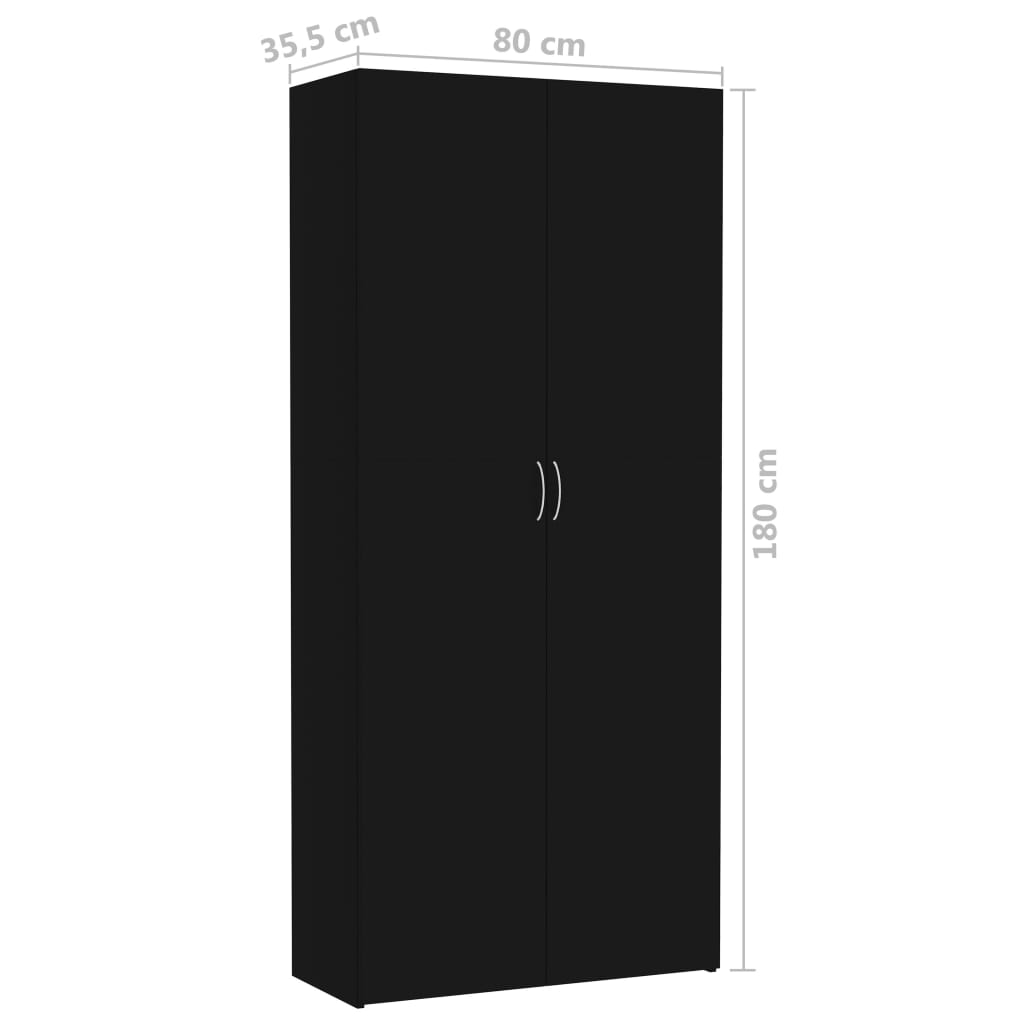 vidaXL Úložná skříň černá 80 x 35,5 x 180 cm dřevotříska