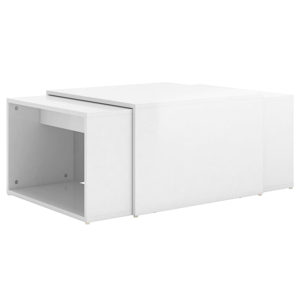 vidaXL Hnízdové konferenční stolky 3 ks bílé vysoký lesk 60x60x38 cm