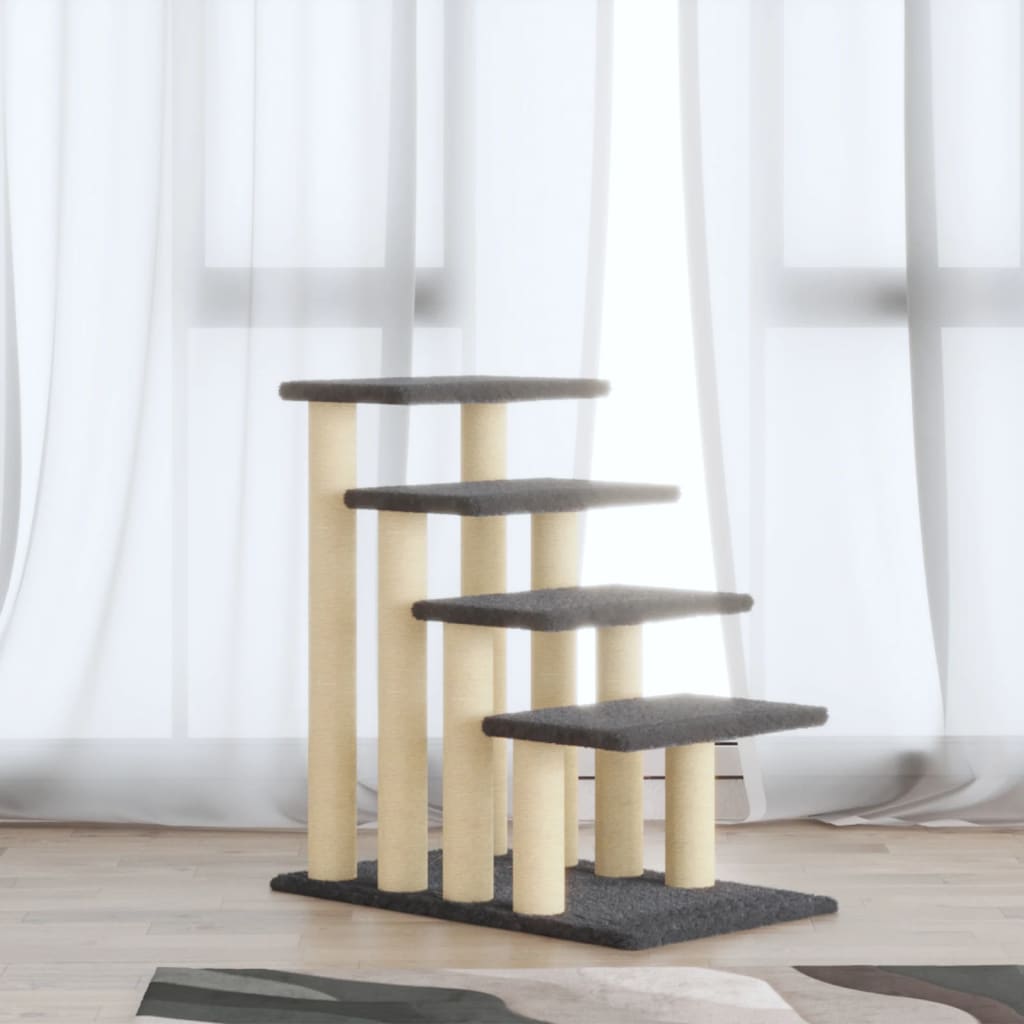 vidaXL Škrabadlo pro kočky se sisalovými sloupky tmavě šedé 63 cm