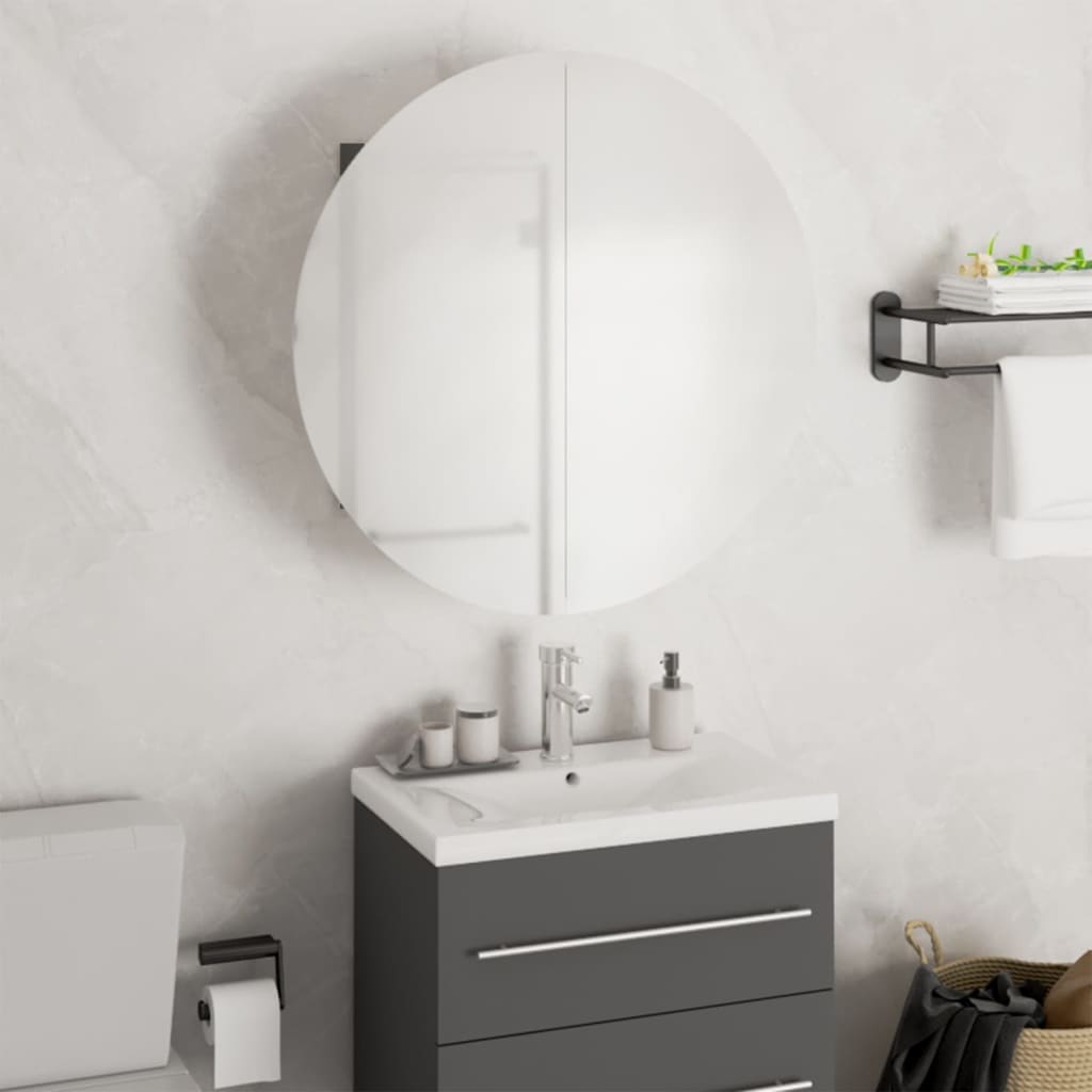 vidaXL Koupelnová skříňka s kulatým zrcadlem a LED šedá 47x47x17,5 cm