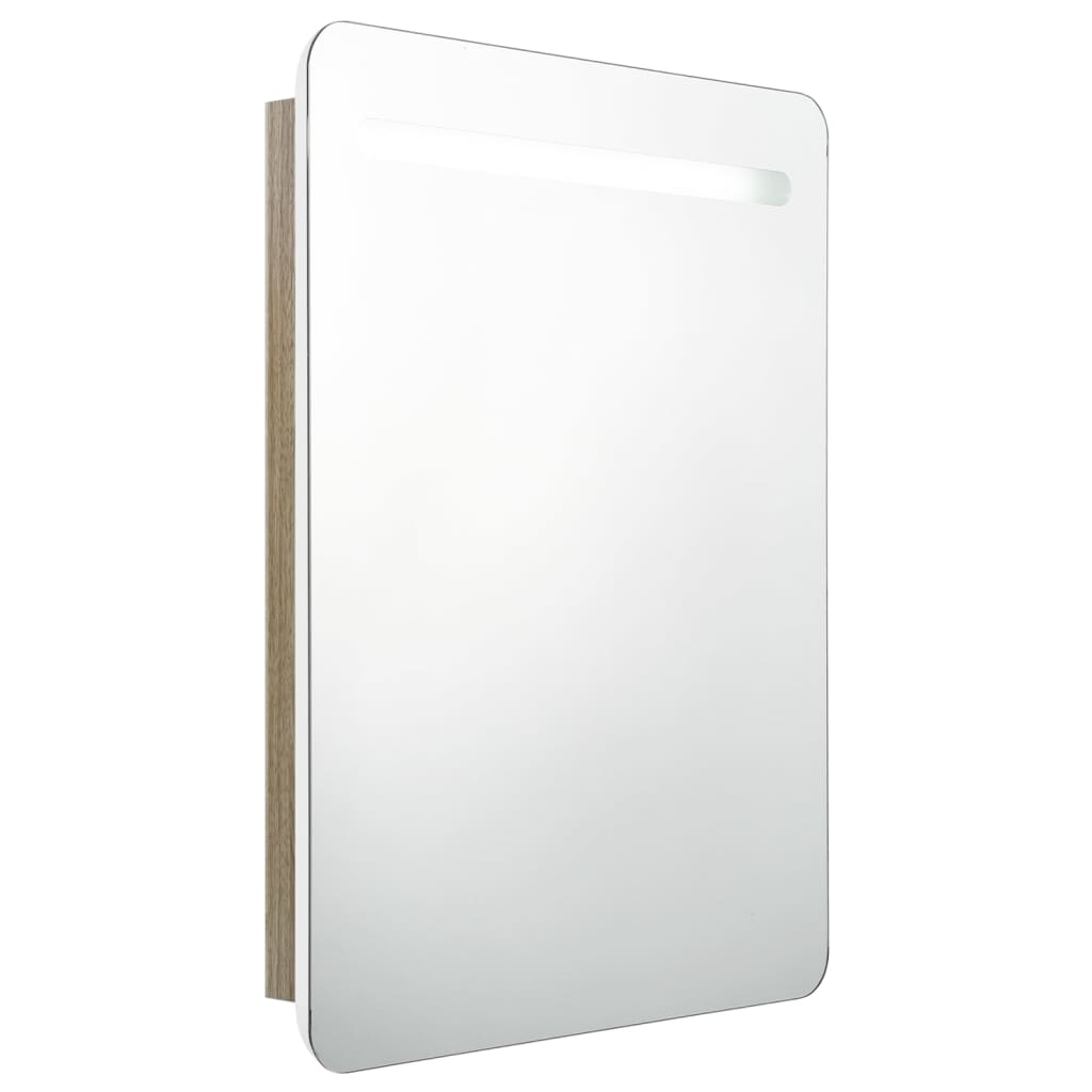 vidaXL LED koupelnová skřínka se zrcadlem bílá a dub 60 x 11 x 80 cm
