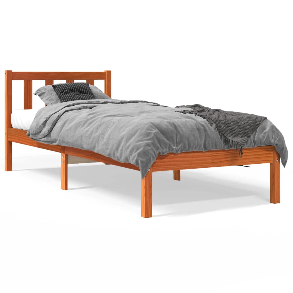vidaXL Rám postele voskově hnědý 90 x 190 cm masivní borovice