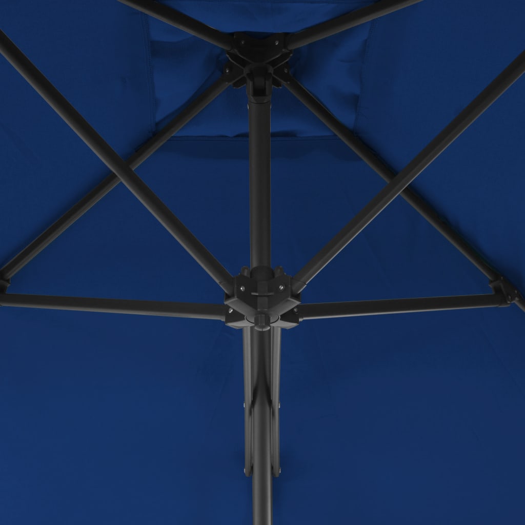 vidaXL Zahradní slunečník s ocelovou tyčí modrý 250 x 250 x 230 cm