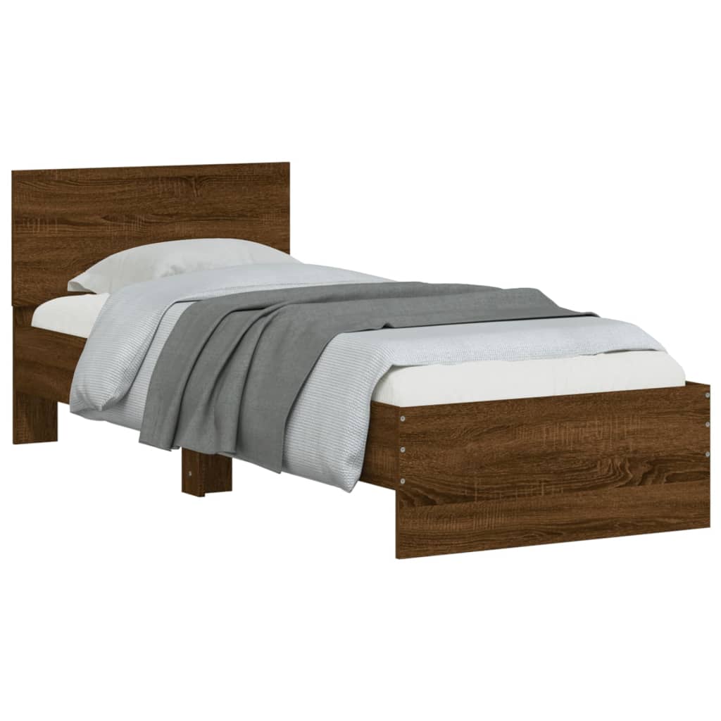 vidaXL Rám postele s čelem hnědý dub 75 x 190 cm kompozitní dřevo