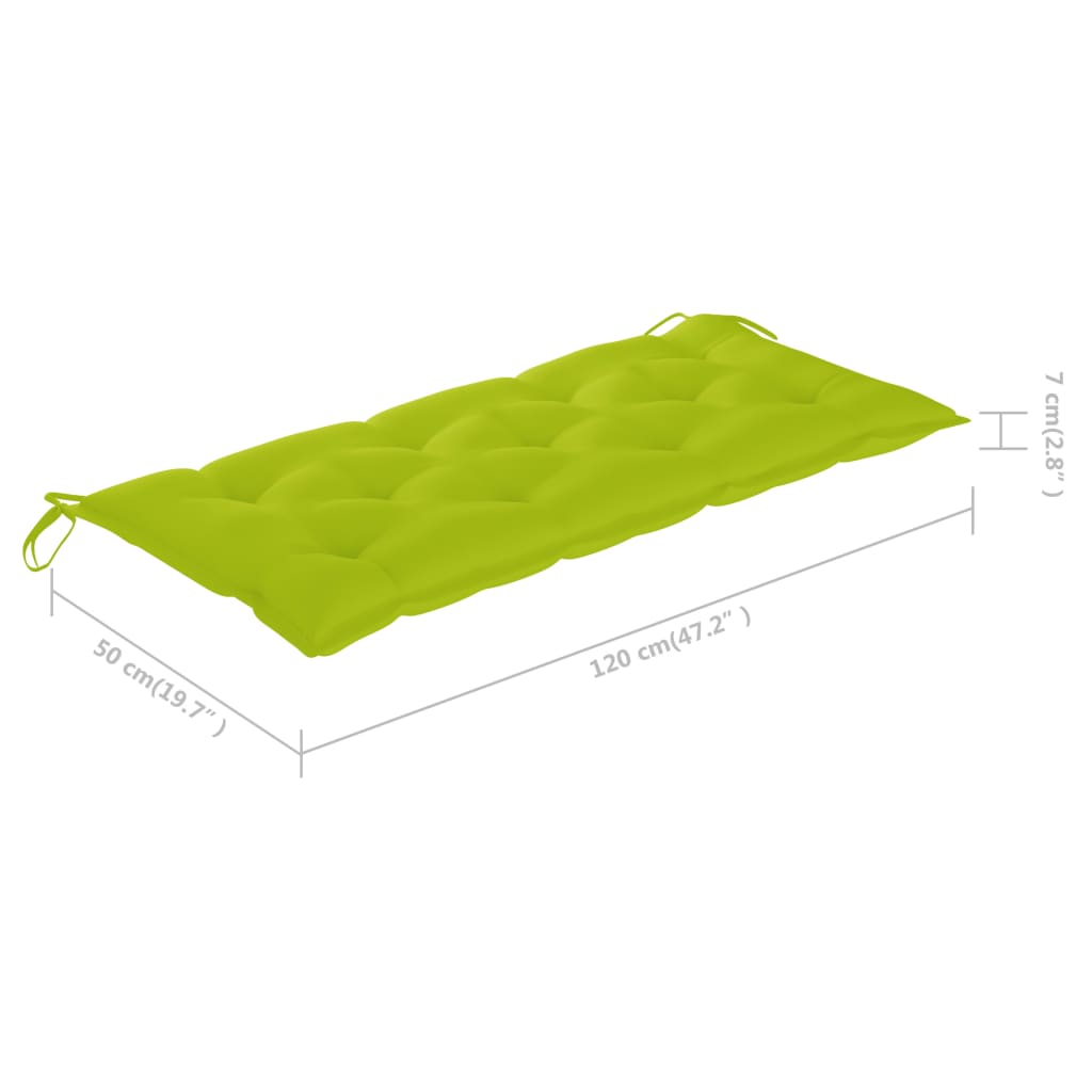 vidaXL Houpačka s jasně zelenou poduškou 120 cm masivní teak