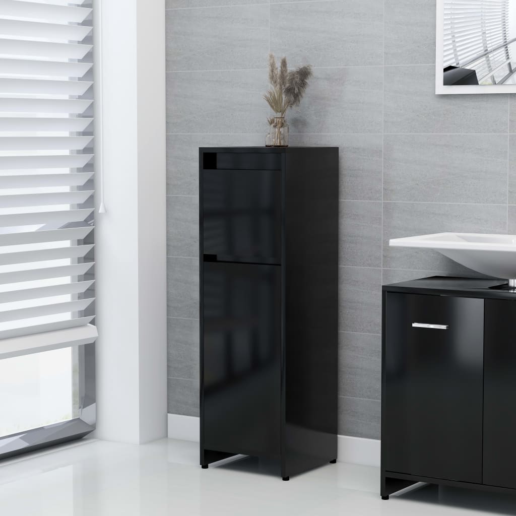 vidaXL 3dílný set koupelnového nábytku černý dřevotříska