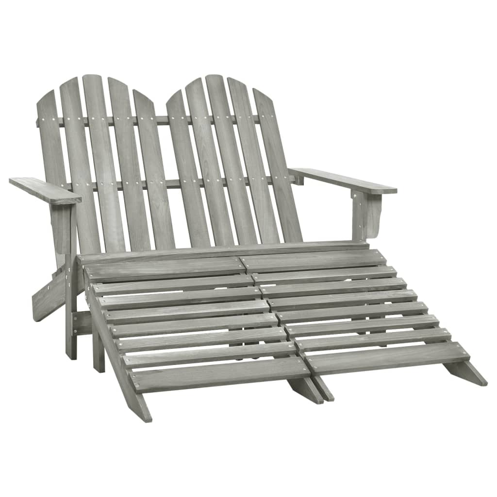 vidaXL 2místná zahradní židle Adirondack a podnožka jedlové dřevo šedá