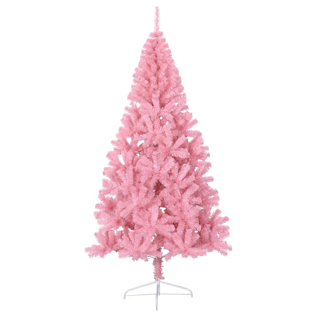 vidaXL Umělý poloviční vánoční stromek se stojanem růžový 210 cm PVC
