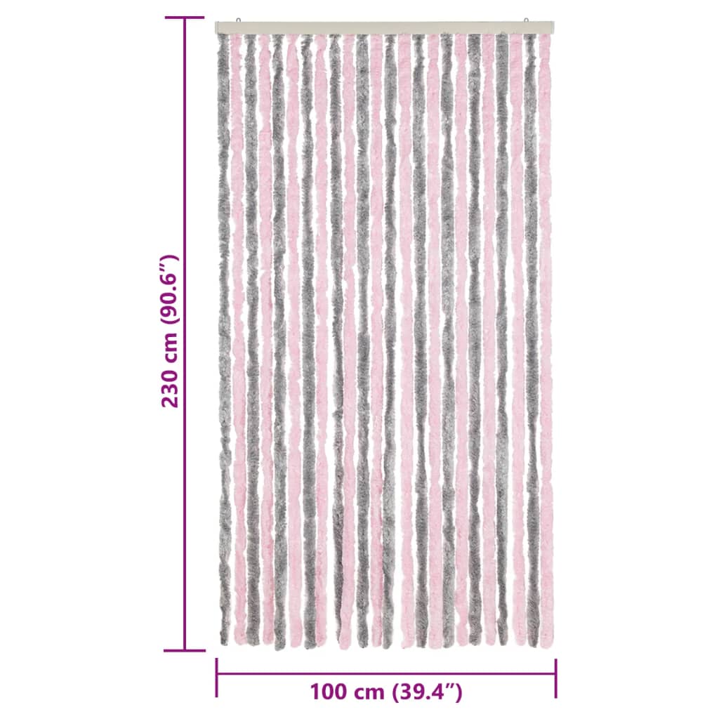 vidaXL Závěs proti hmyzu stříbrošedý a růžový 100 x 230 cm žinylka
