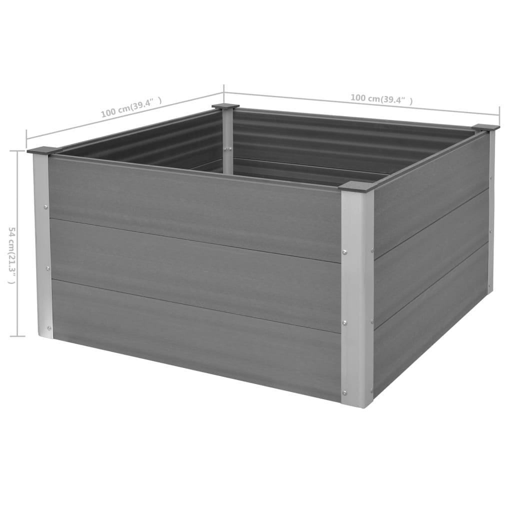 vidaXL Vyvýšený záhon dřevoplast 100 x 100 x 54 cm šedý