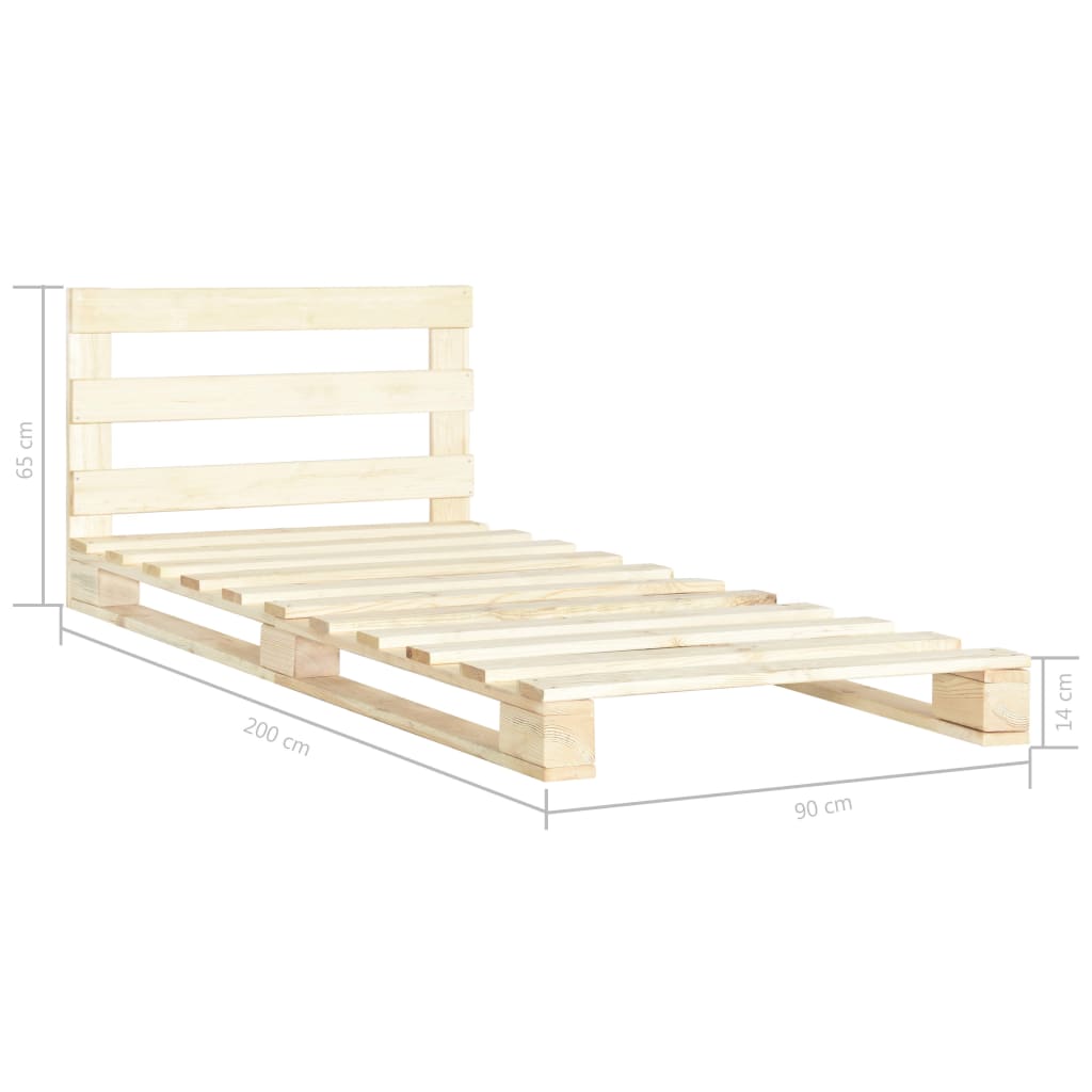 vidaXL Rám postele z palet masivní borovice 90 x 200 cm