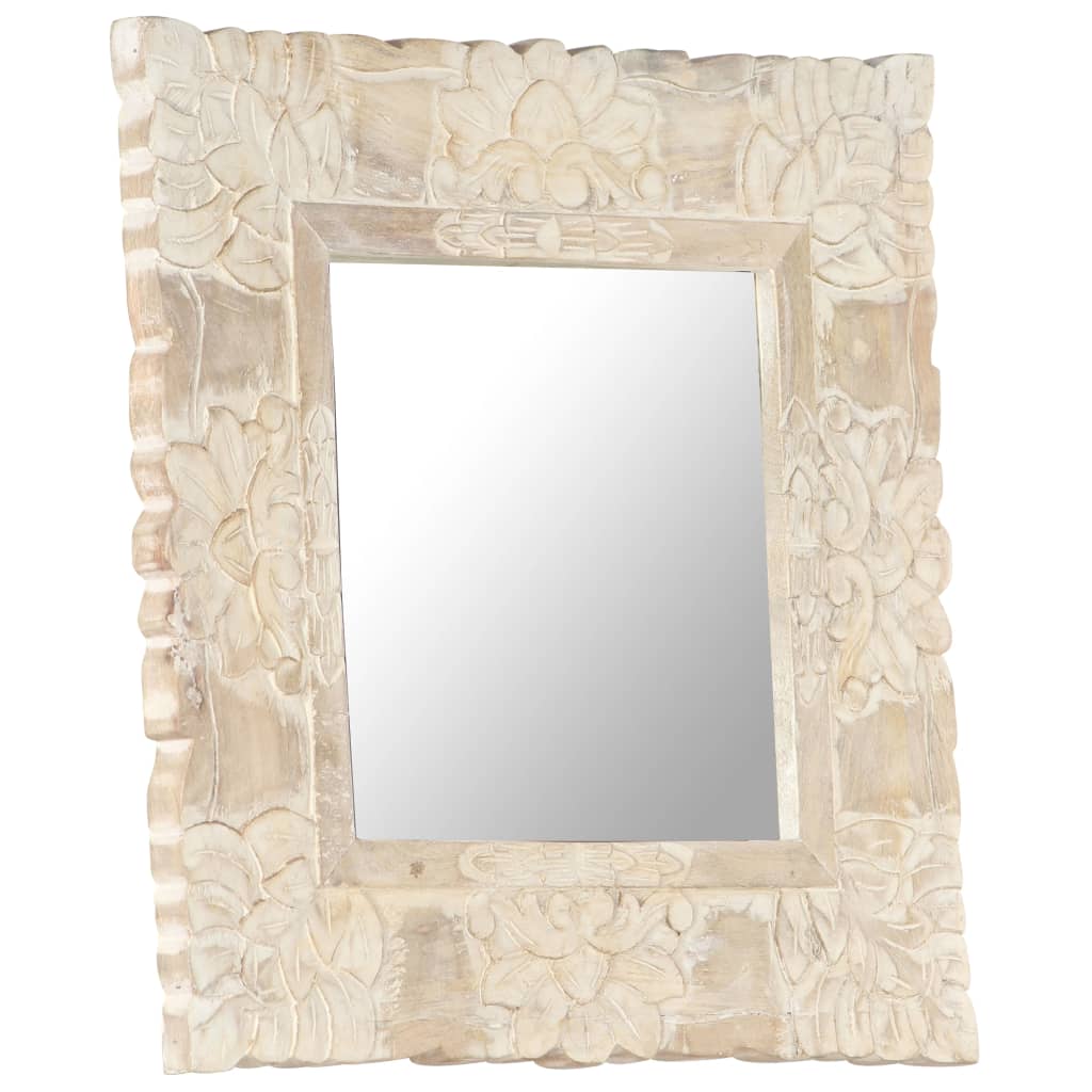 vidaXL Zrcadlo bílé 50 x 50 cm masivní mangovníkové dřevo