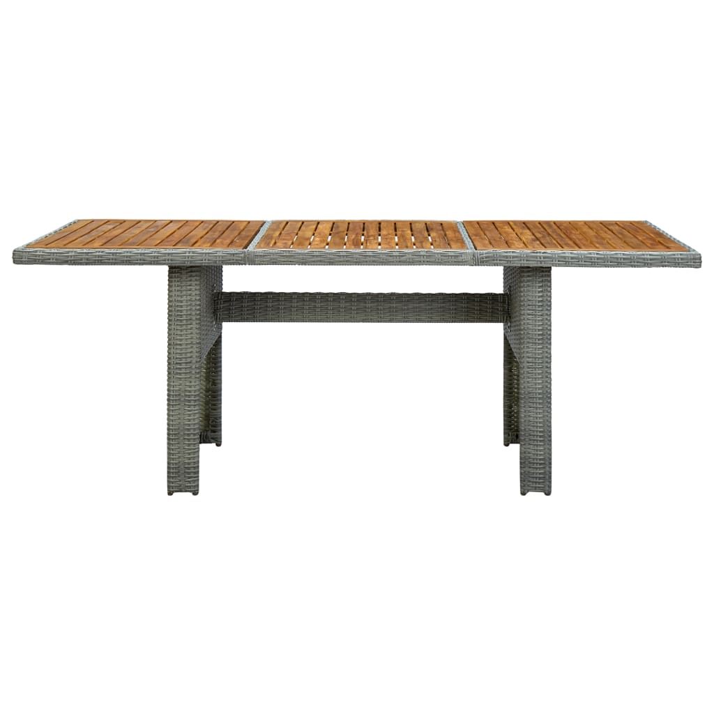 vidaXL Zahradní stůl světle šedý polyratan a masivní akáciové dřevo