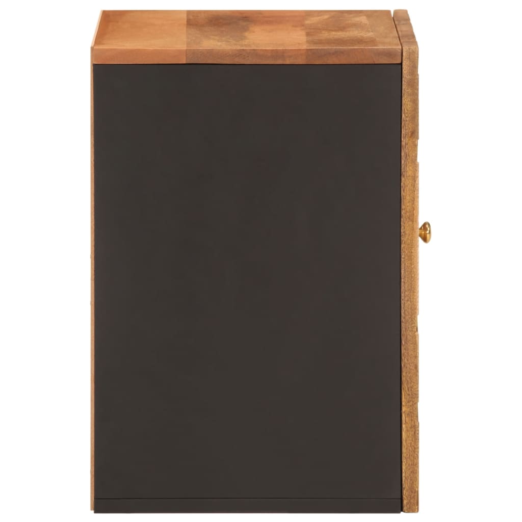 vidaXL Nástěnná skříňka do koupelny hnědá a černá masivní mangovník