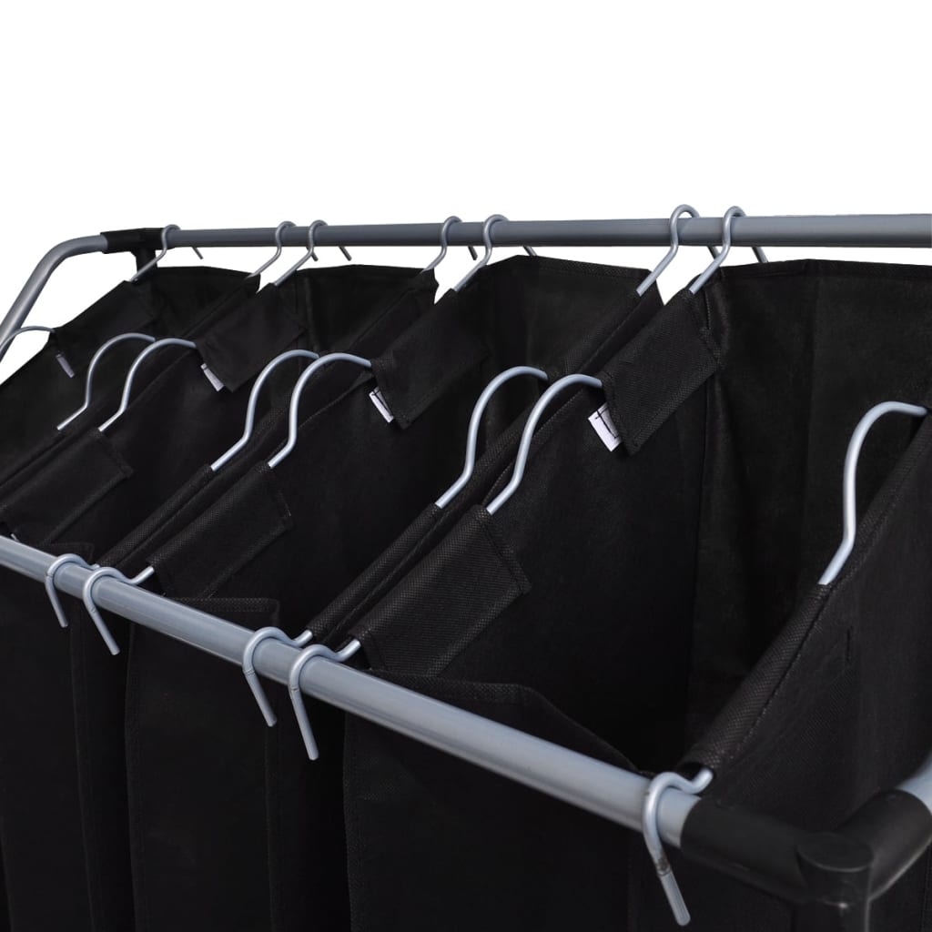 vidaXL Koše na třídění prádla s vaky 2 ks černo-šedé