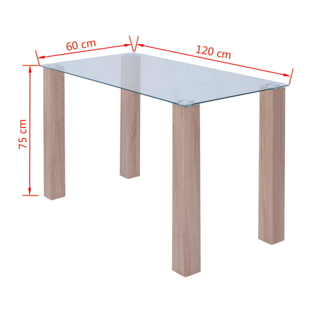 vidaXL Jídelní stůl skleněný 120x60x75 cm