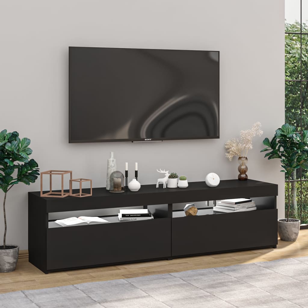 vidaXL TV skříňky s LED osvětlením 2 ks černé 75 x 35 x 40 cm