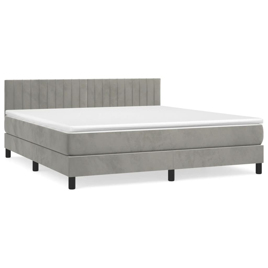 vidaXL Box spring postel s matrací světle šedá 180x200 cm samet