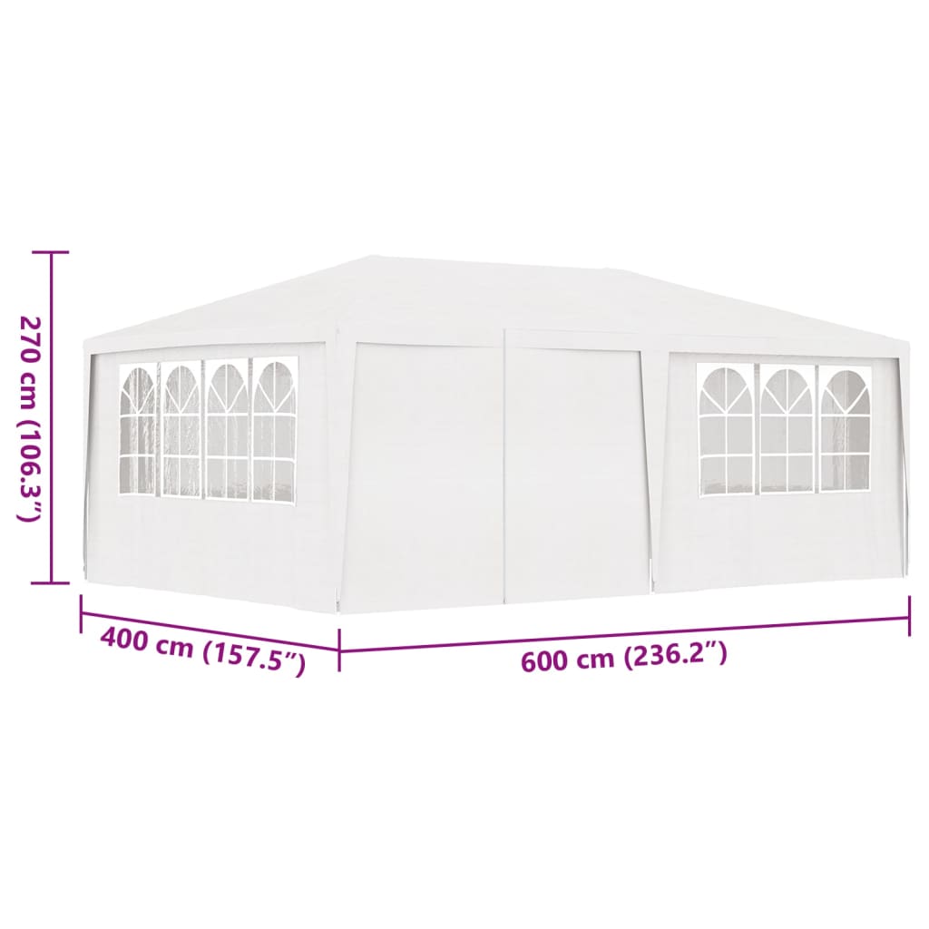 vidaXL Profesionální party stan s bočnicemi 4 x 6 m bílý 90 g/m²