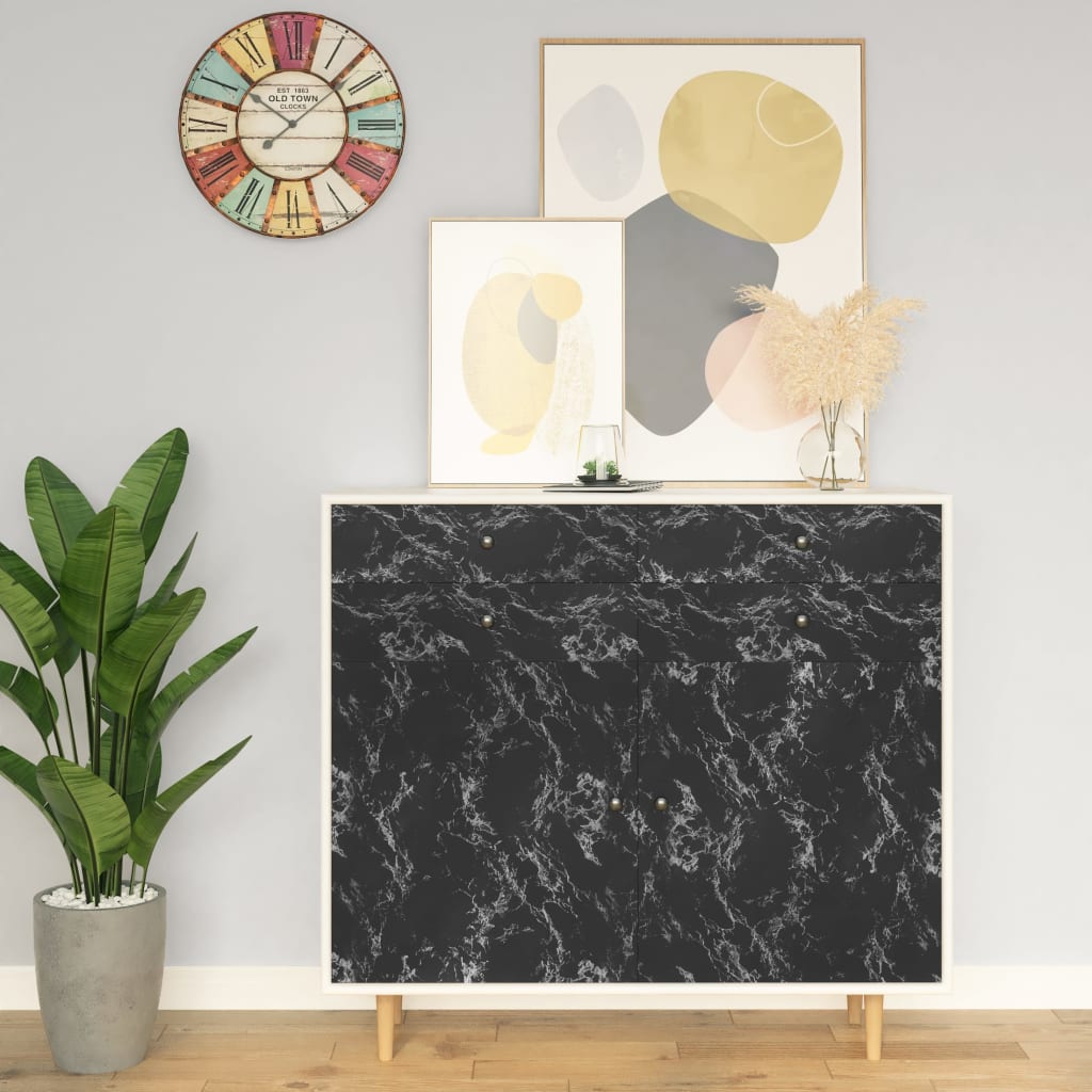 vidaXL Samolepící tapeta na nábytek černý kámen 500 x 90 cm PVC
