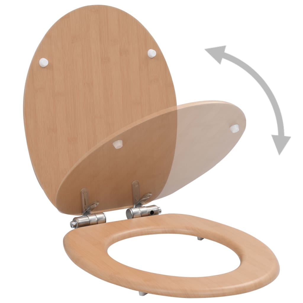 vidaXL WC sedátko s funkcí pomalého sklápění MDF motiv bambusu