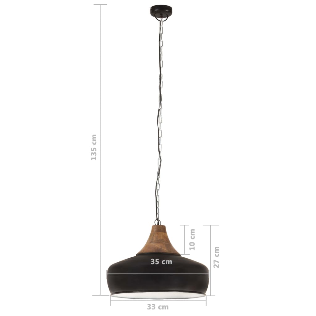 vidaXL Industriální závěsná lampa černá železo masivní dřevo 35 cm E27