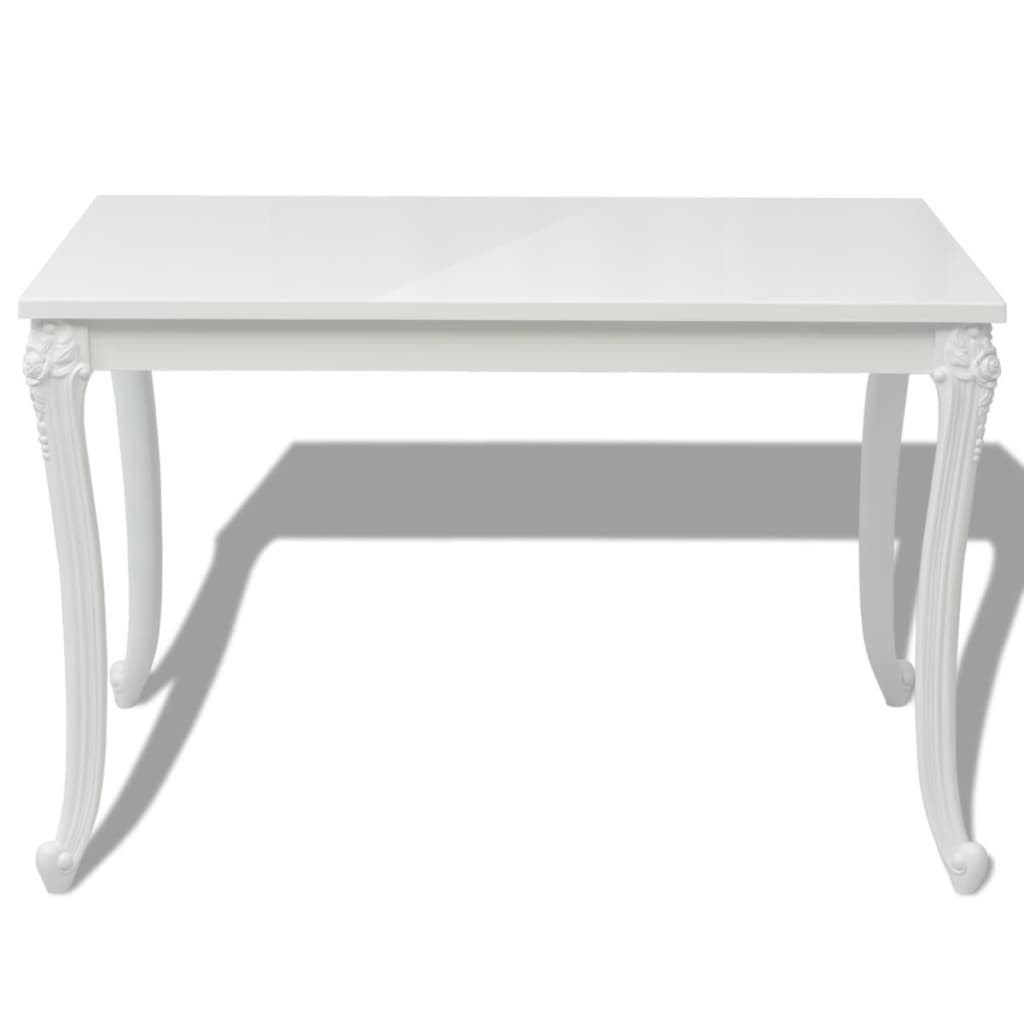 vidaXL Jídelní stůl 116 x 66 x 76 cm vysoký lesk bílý