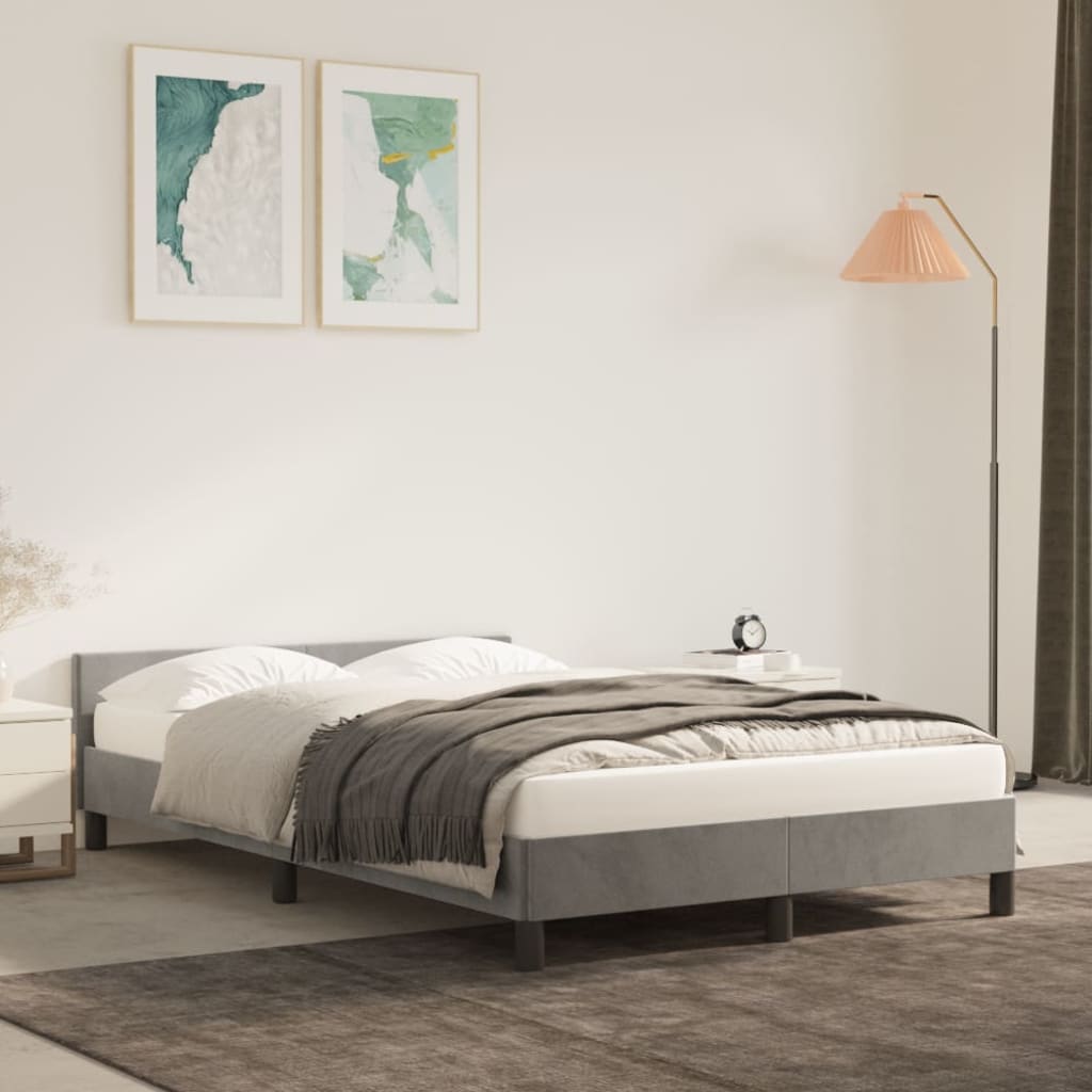 vidaXL Rám postele s čelem světle šedý 120 x 200 cm samet
