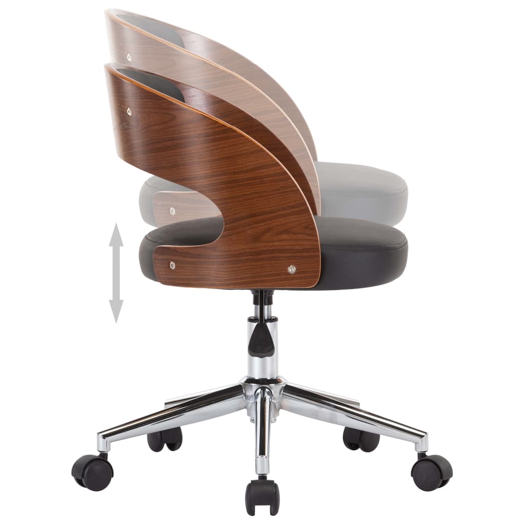 vidaXL Otočná jídelní židle černá ohýbané dřevo a umělá kůže