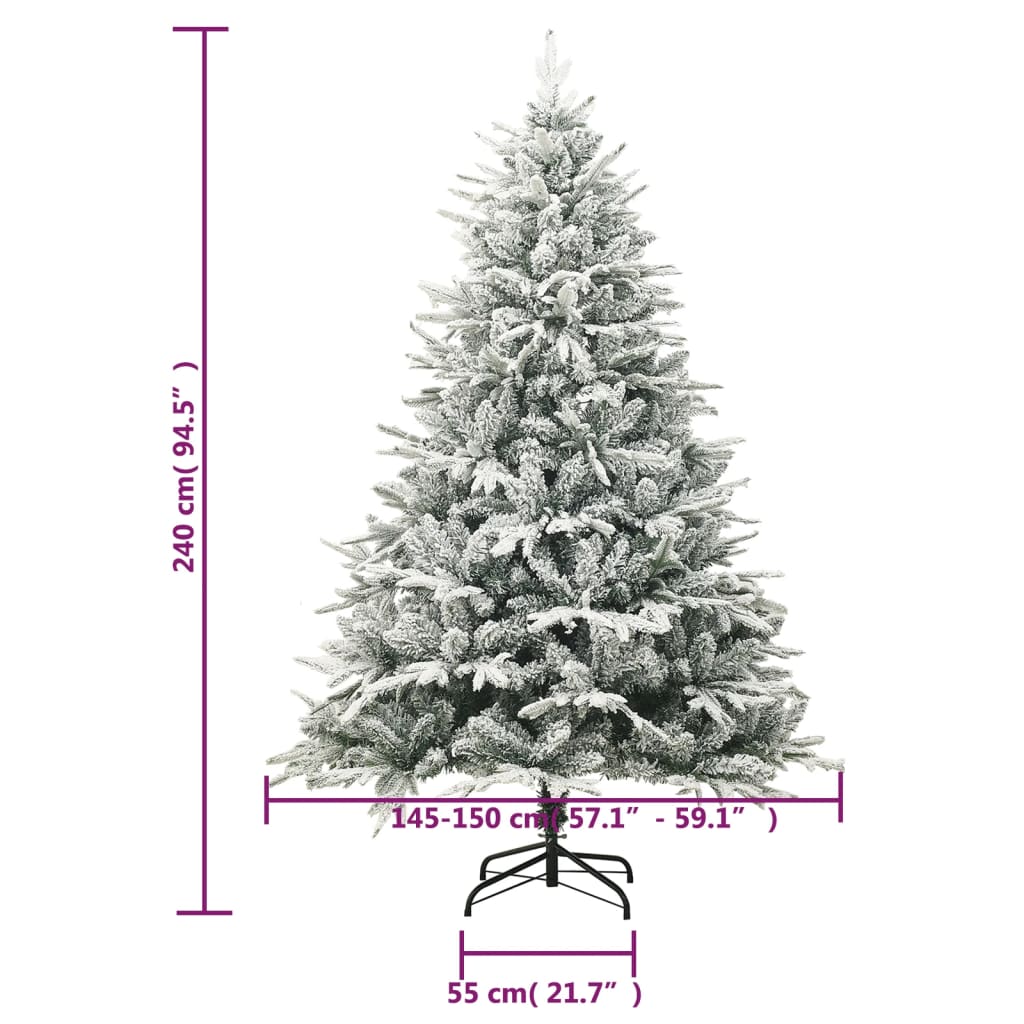 vidaXL Umělý vánoční stromek LED a sada koulí zasněžený 240cm PVC a PE