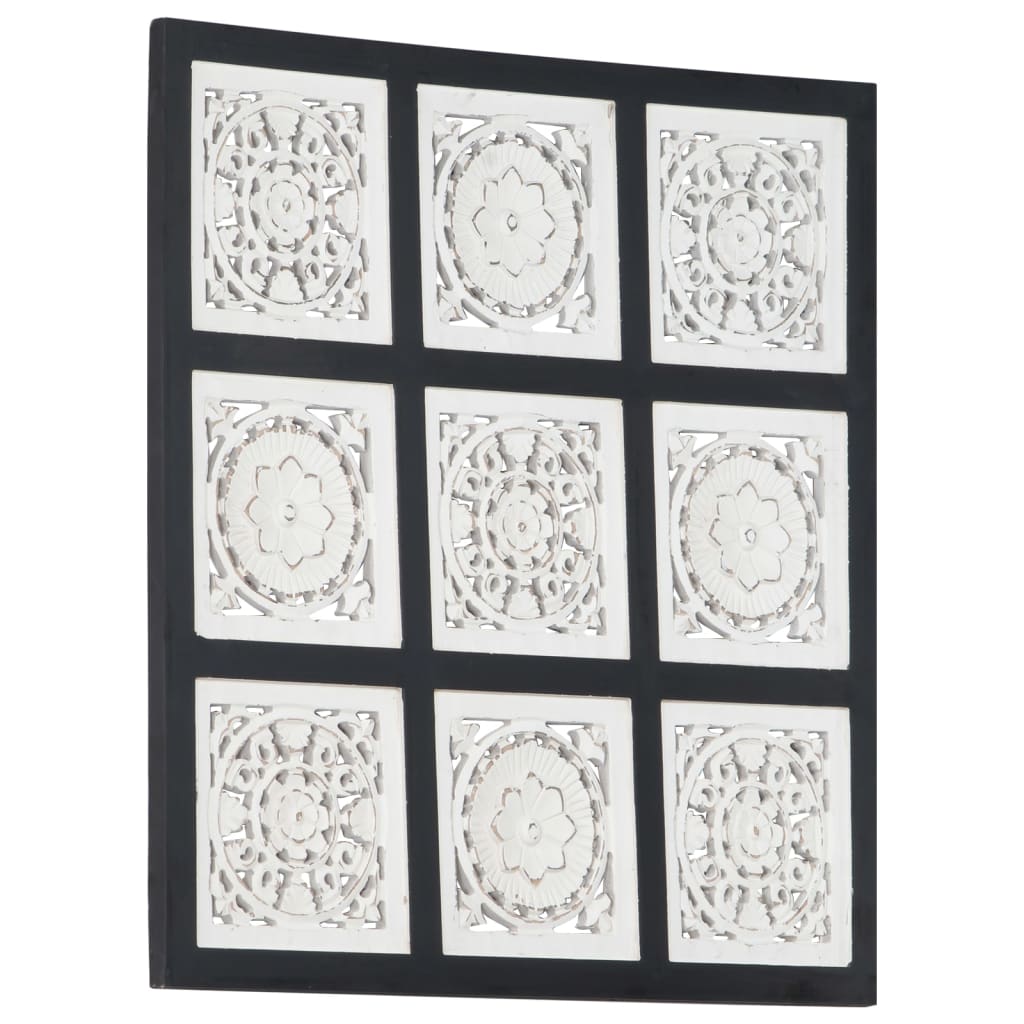 vidaXL Ručně vyřezávaný nástěnný panel MDF 60x60x1,5 cm černý a bílý