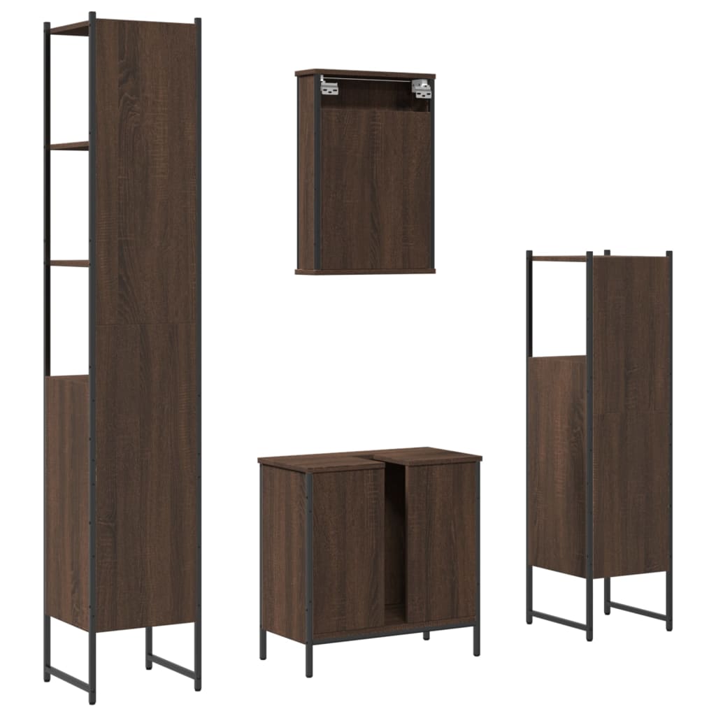 vidaXL 4dílný set koupelnového nábytku hnědý dub kompozitní dřevo