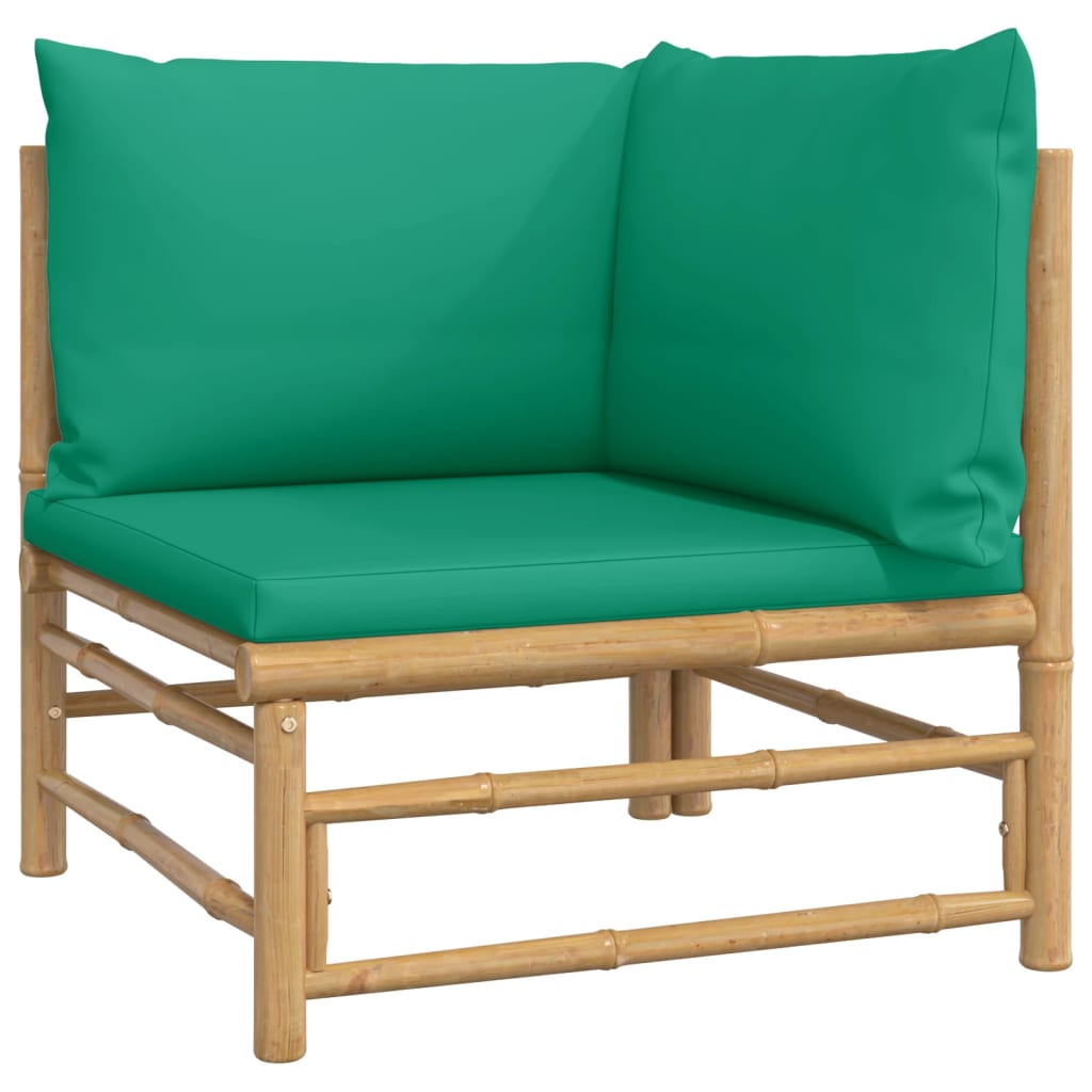 vidaXL 12dílná zahradní sedací souprava se zelenými poduškami bambus